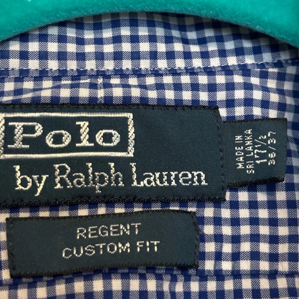 Polo Ralph Lauren Men’s  Gingham Shirt. Blue /white check neck size 17.5 (36/37)
